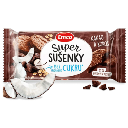 Jídlo na cesty Emco Super sušenky - Kakao a kokos 60g