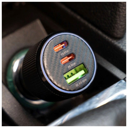 Adaptér Swissten Car Charger 2x USB-C PD + USB-A, 95 W + cabel USB-C / USB-C, 1 m