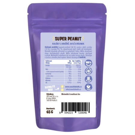 Sportovní výživa SNACKin BALLS Super Peanut 65 g