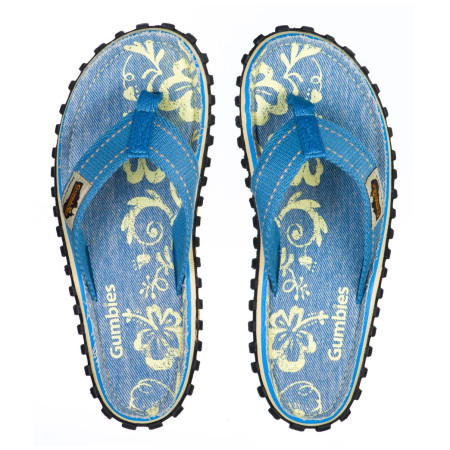 Dětské Sandále Gumbies Islander Flip Flops Denim hibiscus