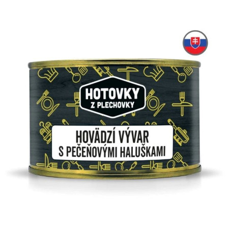 Polévka Hotovky z plechovky Hovězí vývar s játrovými knedlíčky 400ml