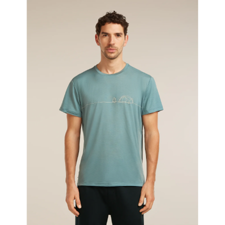 Pánské funkční triko Icebreaker Merino Blend Core SS Tee Single Line Camp