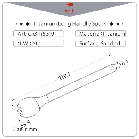 Lžíce Keith Titanium Small Titanium Spork Spoon