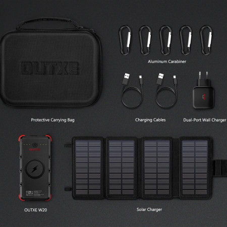 Set solární nabíječky a powerbanky Outxe W20 Outdoor Charger Kit