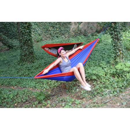 Houpací síť Hamaka.eu Single modro-červeno-modrá