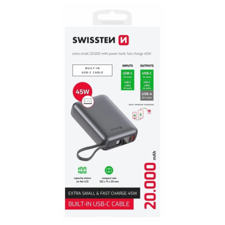 Powerbanka Swissten 20000 mAh 45 W
