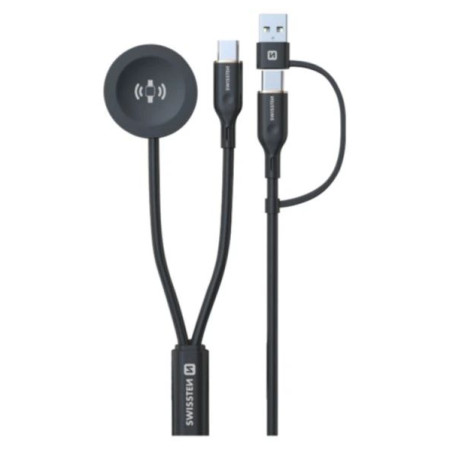 Nabíjecí a datový kabel Swissten Wireless magnetic charging cable 2in1 for Samsung Watch + USB-C 1,2 m