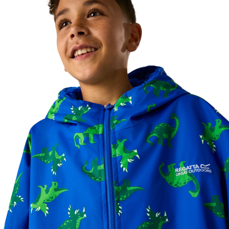 Dětský nepromokavý kabát Regatta Junior Changing Robe Olymp Blue Dino
