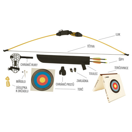 Rozbalený lukostřelecký set v pe obalu Yate Lukostřelecký set - Rozbalené