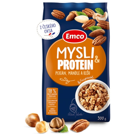 Jídlo na cesty Emco Protein mysli pekan/mandle/kešu 500g