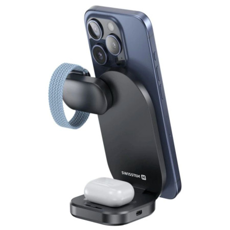 Bezdrátová nabíječka Swissten MagBase 3-in-1