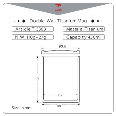Termohrnek Keith Titanium Double-Wall Tit. Mug 450 ml