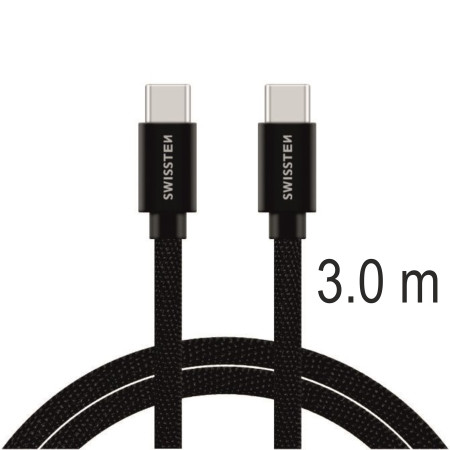 Nabíjecí a datový kabel Swissten Textile USB-C / USB-C 3 m