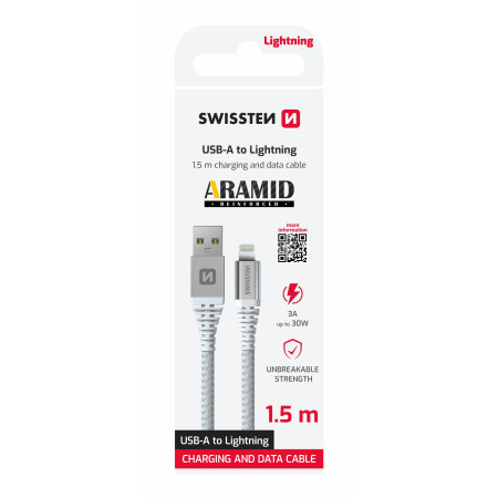 Kabel Swissten Aramid Reinforced USB / Lightning 1,5 m