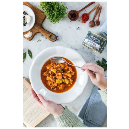 Polévka Hotovky z plechovky Zelňačka s uzeným masem a klobásou 400ml