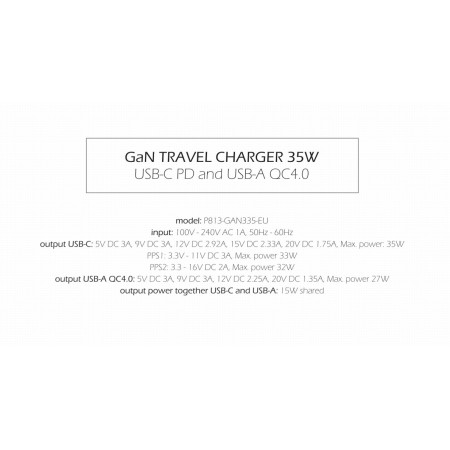 Nabíječka Swissten TRAVEL CHARGER GaN 1x USB-C 35W PD + 1x USB-A 27W QC