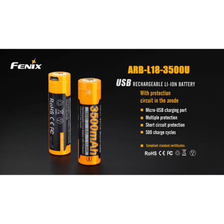 Dobíjecí baterie Fenix 18650 3500 mAh USB Li-ion