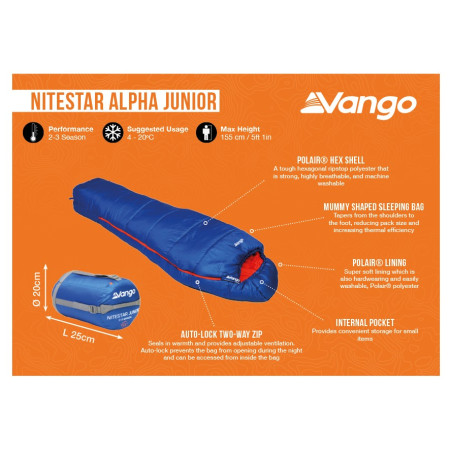 Dětský spacák Vango Nitestar Alpha Junior 2022