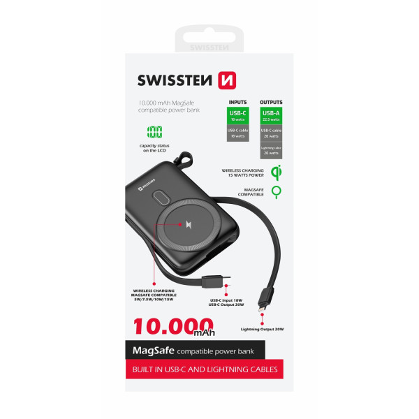 Bezdrátová powerbanka Swissten POWER BANK 10000 mAh PD 20W