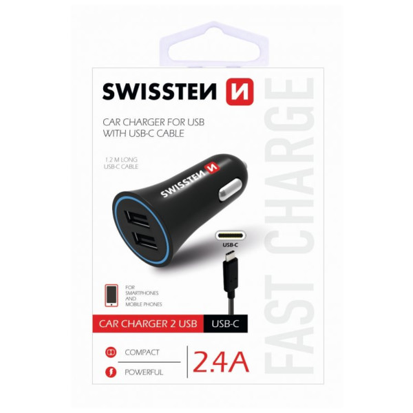 Autoadaptér Swissten Car Charger + USB-C Cable