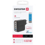 Adaptér Swissten GaN Travel Charger 100W 3X USB-C PD + USB-A
