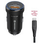 Adaptér Swissten Mini Car Charger USB-C PD + USB-A, 20W + cabel USB-C / USB-C, 1 m